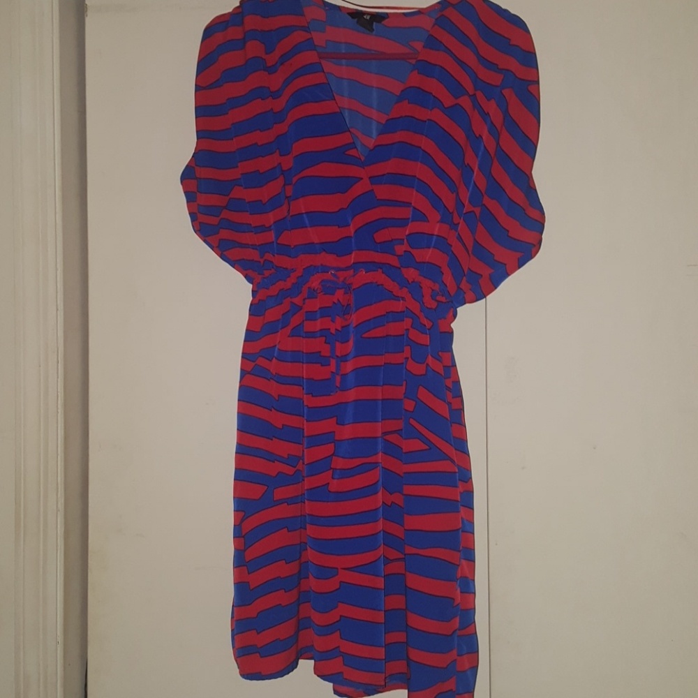 blue and red dress
